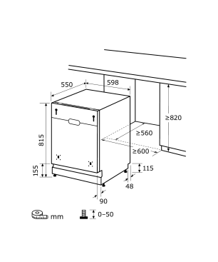 EXQUISIT EGSP1012-E-030E silber Geschirrspüler (Einbaugerät (Besteckkorb, 598 mm breit, 49 dB (A), E)