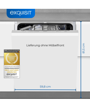 EXQUISIT EGSP1012-E-030E silber Geschirrspüler (Einbaugerät (Besteckkorb, 598 mm breit, 49 dB (A), E)