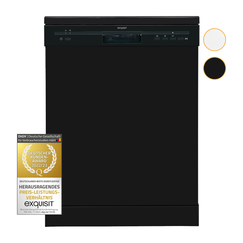 EXQUISIT GSP6012-030E schwarz Geschirrspüler (freistehend, 598 mm breit, E)