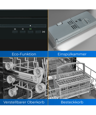 EXQUISIT GSP6012-030E schwarz Geschirrspüler (freistehend, 598 mm breit, E)