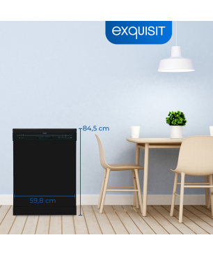 EXQUISIT GSP6012-030E schwarz Geschirrspüler (freistehend, 598 mm breit, E)