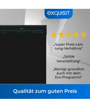 EXQUISIT GSP6012-030E schwarz Geschirrspüler (freistehend, 598 mm breit, E)