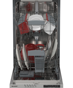 SHARP QW-NS14I49EX-DE Geschirrspüler (vollintegrierbar, 450 mm breit, 49 dB (A), E)