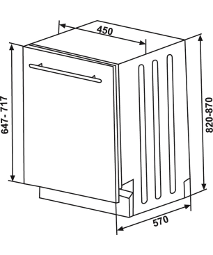 SHARP QW-NS14I49EX-DE Geschirrspüler (vollintegrierbar, 450 mm breit, 49 dB (A), E)