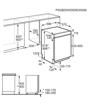 AEG FEE6491AZM Geschirrspüler (teilintegrierbar, 596 mm breit, 44 dB (A), C)
