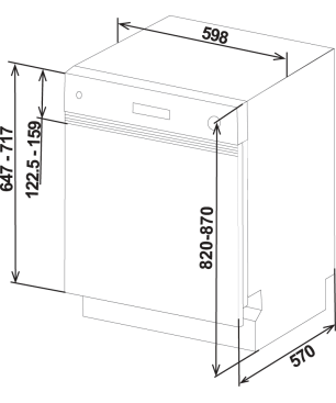 SHARP QW-NA25S44BI-DE Geschirrspüler (teilintegrierbar, 600 mm breit, 44 dB (A), B)