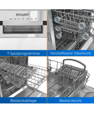 EXQUISIT EGSP9313-EF-030E inox Geschirrspüler (Einbaugerät (Besteckkorb, 598 mm breit, E)