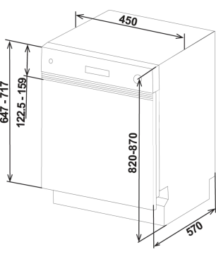 SHARP QW-HS12S47EW-DE Geschirrspüler (teilintegrierbar (Besteckkorb, 448 mm breit, 47 dB (A), E)