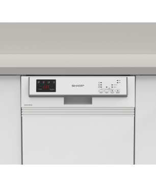 SHARP QW-HS12S47EW-DE Geschirrspüler (teilintegrierbar (Besteckkorb, 448 mm breit, 47 dB (A), E)