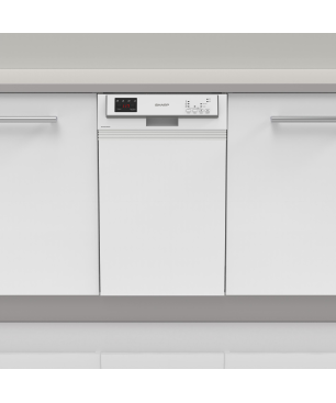 SHARP QW-HS12S47EW-DE Geschirrspüler (teilintegrierbar (Besteckkorb, 448 mm breit, 47 dB (A), E)