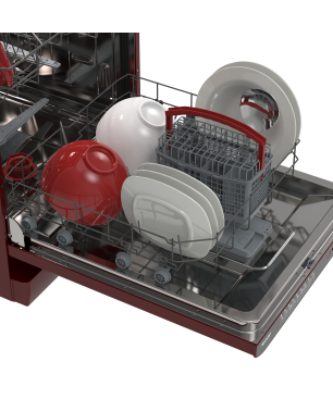SHARP QW-I23F47EM-DE Retro Geschirrspüler (Freistehend mit Unterbaumöglichkeit, 600 mm breit, 47 dB (A), E)