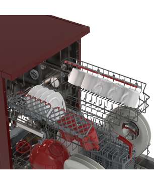 SHARP QW-I23F47EM-DE Retro Geschirrspüler (Freistehend mit Unterbaumöglichkeit, 600 mm breit, 47 dB (A), E)