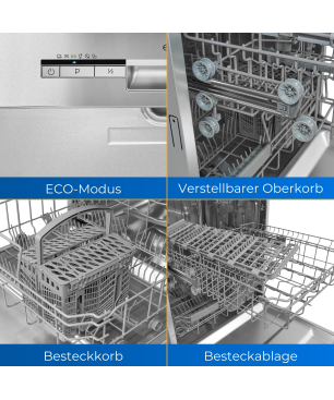 EXQUISIT EGSP1012-EB-030E inox Geschirrspüler (Einbaugerät, 598 mm breit, E)