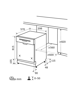 EXQUISIT EGSP1012-EB-030E inox Geschirrspüler (Einbaugerät, 598 mm breit, E)