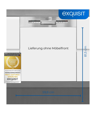 EXQUISIT EGSP1012-EB-030E inox Geschirrspüler (Einbaugerät, 598 mm breit, E)