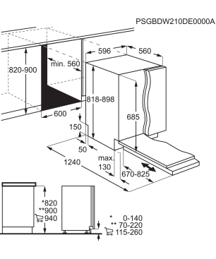 AEG FSE76738P Serie 7000 mit GlassCare & Besteckschublade Wifi Geschirrspüler (vollintegrierbar, 596 mm breit, 43 dB (A), A)