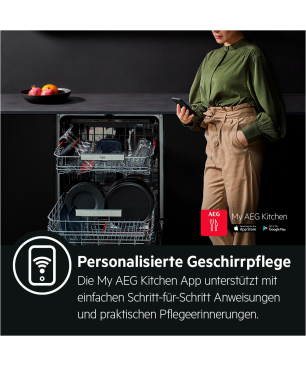 AEG FSE76738P Serie 7000 mit GlassCare & Besteckschublade Wifi Geschirrspüler (vollintegrierbar, 596 mm breit, 43 dB (A), A)
