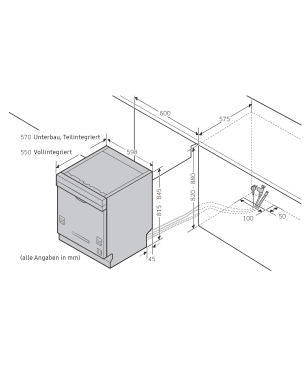 SAMSUNG DW 60 R 7050 SG/EG Geschirrspüler (teilintegrierbar (Besteckschublade, 598 mm breit, 44 dB (A), D)