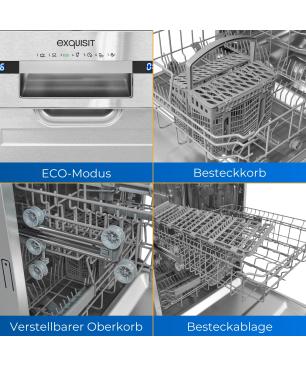 EXQUISIT EGSP2113-EB-030E inox Geschirrspüler (Einbaugerät, 598 mm breit, E)