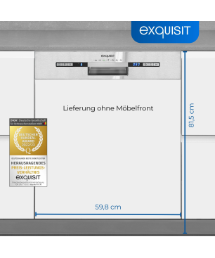 EXQUISIT EGSP2113-EB-030E inox Geschirrspüler (Einbaugerät, 598 mm breit, E)