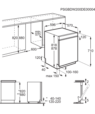 AEG FES5393AZM Geschirrspüler (teilintegrierbar, 596 mm breit, 44 dB (A), D)