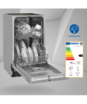EXQUISIT EGSP2109-E-030E silber Geschirrspüler (Einbaugerät (Besteckkorb, 448 mm breit, 47 dB (A), E)