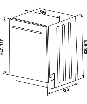 SHARP QW-HD44ID-DE Geschirrspüler (vollintegrierbar, 598 mm breit, 44 dB (A), D)