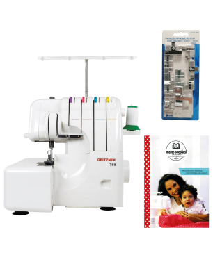 GRITZNER 788 Overlock LED Version mit 5 Sonderfüße mit Abfallbehälter und Buch Overlock