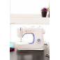 SINGER M3405 BEIGE/VIOLETT Freiarm-Nähmaschine (70 Watt, 1-stufiges Knopfloch)