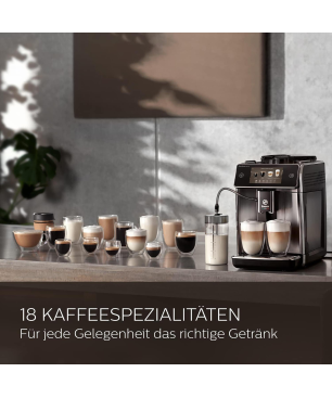 SAECO SM6680/00 GranAroma Deluxe 18 Kaffeespezialitäten Kaffeevollautomat Klavierlack-Schwarz