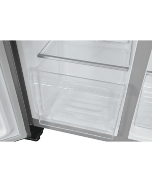 EXQUISIT SBS46-010F inoxlook Kühlgefrierkombination (289,13 kWh/Jahr, F, 1780 mm hoch, Edelstahloptik)