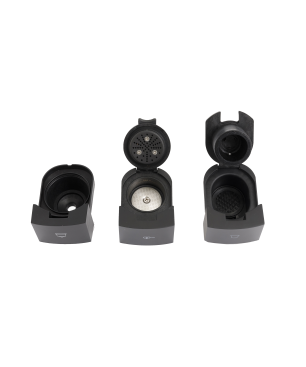 FREEJOY Multi Function 4 in 1 und Milchschäumer Kapselmaschine Schwarz/Silber