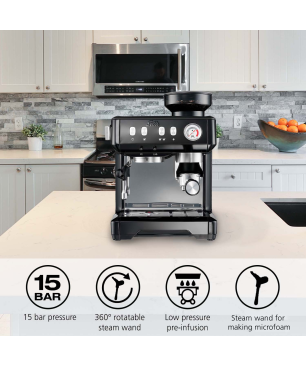 SOLIS OF SWITZERLAND 1018 Grind & Infuse Compact Espressomaschine Espressomaschine | Bohnenmühle | Teemaschine | Milchaufschäu