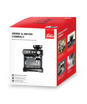 SOLIS OF SWITZERLAND 1018 Grind & Infuse Compact Espressomaschine Espressomaschine | Bohnenmühle | Teemaschine | Milchaufschäu
