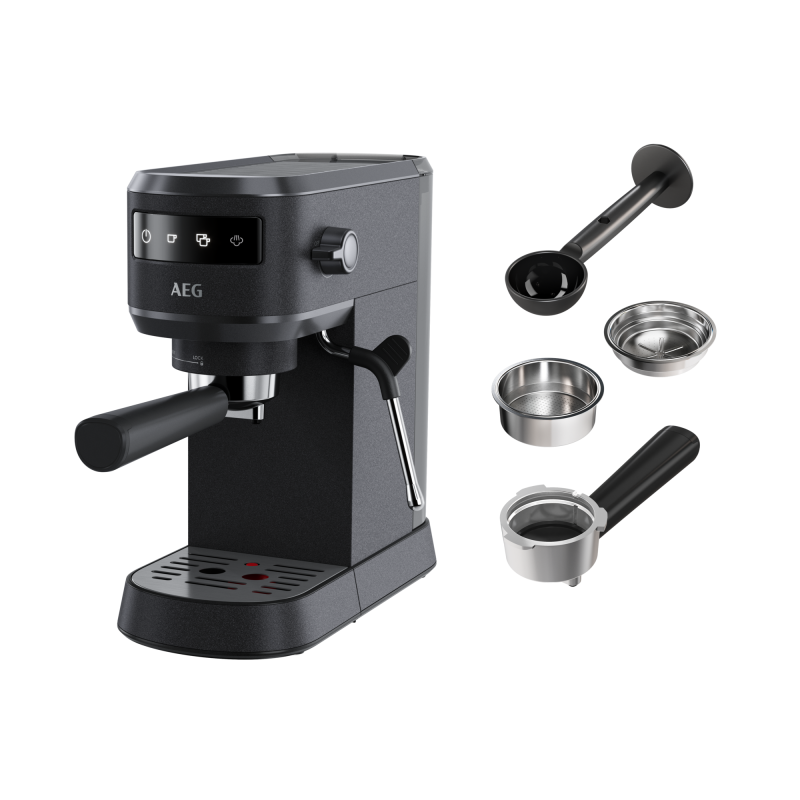 AEG Espresso Siebträgermaschine EC6-1-6BST Gourmet 6 Black Stainless Steel Espressomaschine Black Stainless Steel