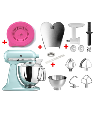 KITCHENAID Artisan 4,8 Liter - 5KSM175PSEIC Sparset inkl. 4 Zubehöre Küchenmaschine Eisblau (Rührschüsselkapazität: 4,8 Liter,