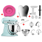 KITCHENAID Artisan 4,8 Liter - 5KSM175PSEIC Sparset inkl. 4 Zubehöre Küchenmaschine Eisblau (Rührschüsselkapazität: 4,8 Liter,