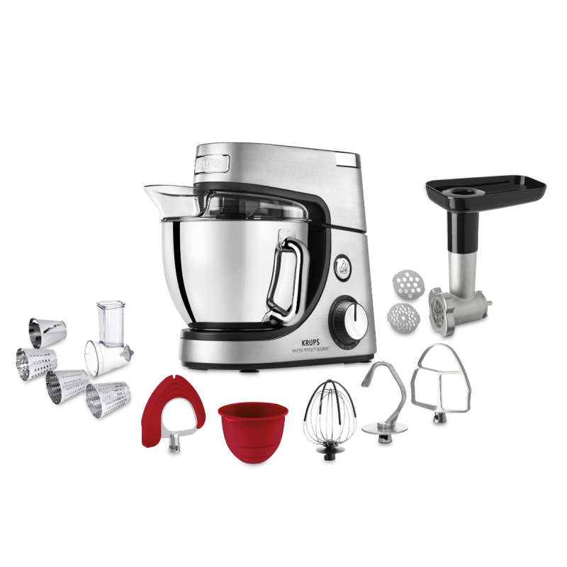 KRUPS KA631D11 Küchenmaschine Silber (Rührschüsselkapazität: 4,6 Liter, 1100 Watt)