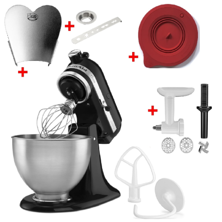 KITCHENAID 5K45SSEOB Sparset mit 4 Zubehören Küchenmaschine Onyx Schwarz (275 Watt)