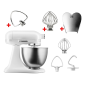 KITCHENAID 5KSM3310XEWH Set mit 2 Edelstahlrührelmenten Küchenmaschine Weiß (Rührschüsselkapazität: 3,3 Liter, 250 Watt)