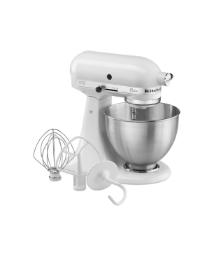 KITCHENAID Classic 5K45SSE Küchenmaschinen weiß (Rührschüsselkapazität: 4,3 Liter, 250 Watt)