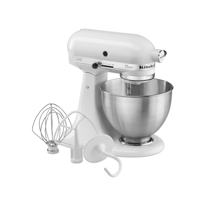KITCHENAID Classic 5K45SSE Küchenmaschinen weiß (Rührschüsselkapazität: 4,3 Liter, 250 Watt)