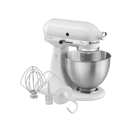KITCHENAID Classic 5K45SSE Küchenmaschinen weiß (Rührschüsselkapazität: 4,3 Liter, 250 Watt)