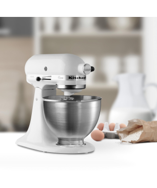 KITCHENAID Classic 5K45SSE Küchenmaschinen weiß (Rührschüsselkapazität: 4,3 Liter, 250 Watt)