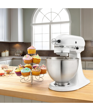 KITCHENAID Classic 5K45SSE Küchenmaschinen weiß (Rührschüsselkapazität: 4,3 Liter, 250 Watt)