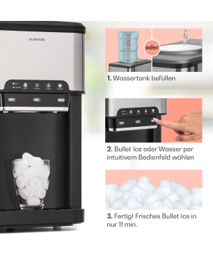 KLARSTEIN Aqueous Eiswürfelmaschine (100 Watt, Silber)