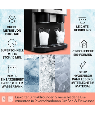 KLARSTEIN Eiszeit Crush Eiswürfelmaschine (500 Watt, Silber)