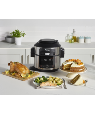 NINJA OL550EU Foodi 11-in-1 SmartLid Multikocher Stainless Steel/Black (Rührschüsselkapazität: 6 Liter, 1460 Watt)