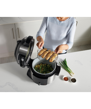 NINJA OL550EU Foodi 11-in-1 SmartLid Multikocher Stainless Steel/Black (Rührschüsselkapazität: 6 Liter, 1460 Watt)