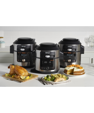 NINJA OL550EU Foodi 11-in-1 SmartLid Multikocher Stainless Steel/Black (Rührschüsselkapazität: 6 Liter, 1460 Watt)